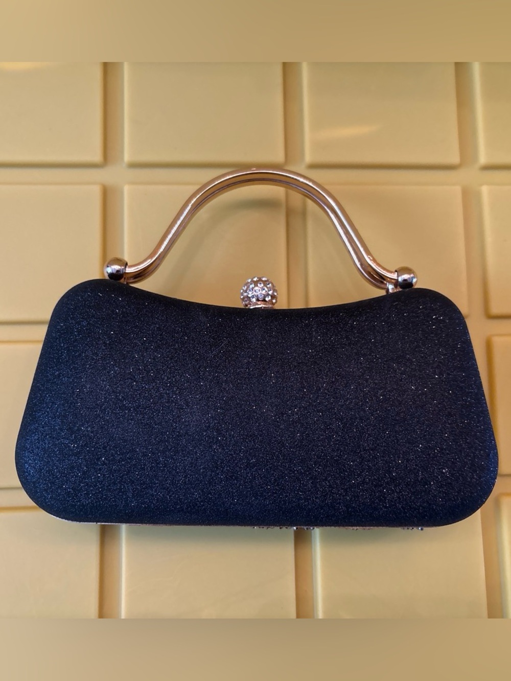 Black Sequin Evening Clutch with Gold Accent “Peacock” - Picture 2 of 3